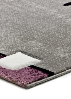 Tapis intérieur ATTICGO lilas / gris rectangulaire géométrique 120x170 cm DETROIT