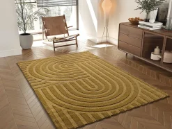 Tapis intérieur ATTICGO moutarde rectangulaire scandinave 80x150 cm SNOWY