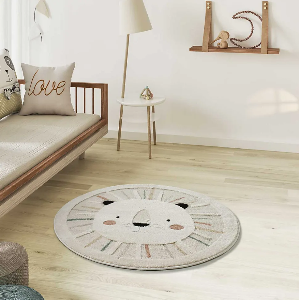 Tapis intérieur ATTICGO multicolore rond enfant lion diam.120 cm CLOWN