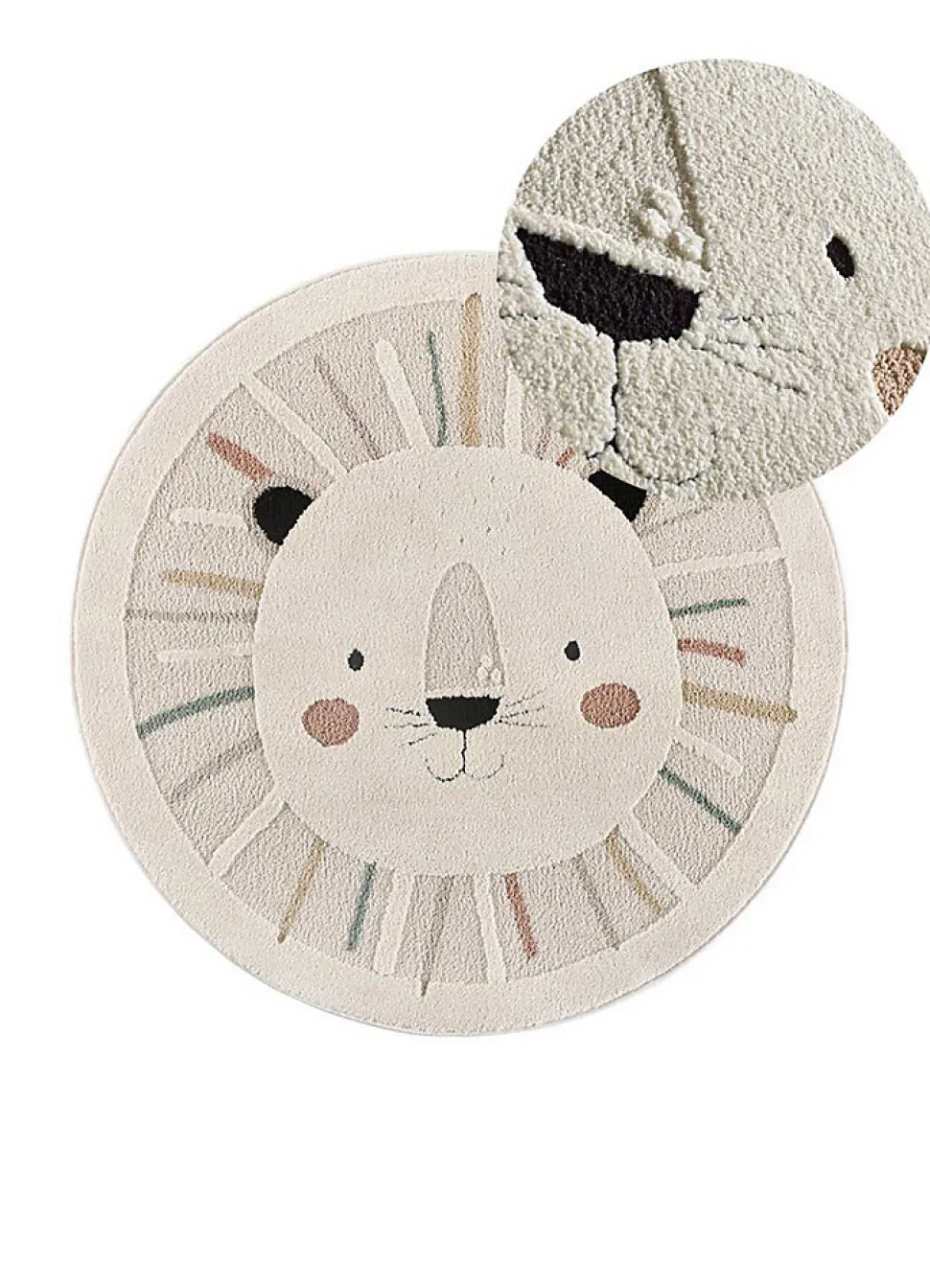 Tapis intérieur ATTICGO multicolore rond enfant lion diam.120 cm CLOWN