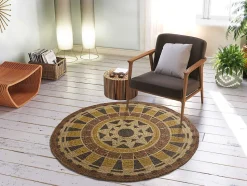 Tapis intérieur ATTICGO multicolore rond ethnique diam.120 cm TONGA