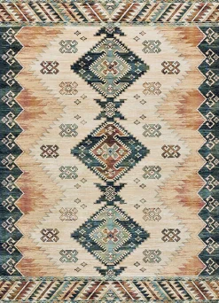 Tapis intérieur ATTICGO multicolore rectangulaire éthnique 95x140 cm ANTALIA