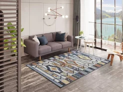 Tapis intérieur ATTICGO multicolore rectangulaire éthnique 80x150 cm MABEL