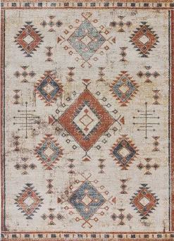 Tapis intérieur ATTICGO rouille rectangulaire éthnique 80x120 cm PARMA
