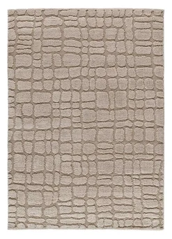 Tapis intérieur ATTICGO taupe rectangulaire scandinave avec relief 126x190 cm JUNO