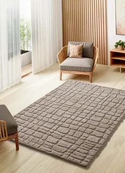 Tapis intérieur ATTICGO taupe rectangulaire scandinave avec relief 190x285 cm JUNO
