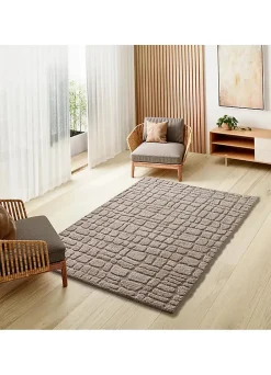 Tapis intérieur ATTICGO taupe rectangulaire scandinave avec relief 190x285 cm JUNO