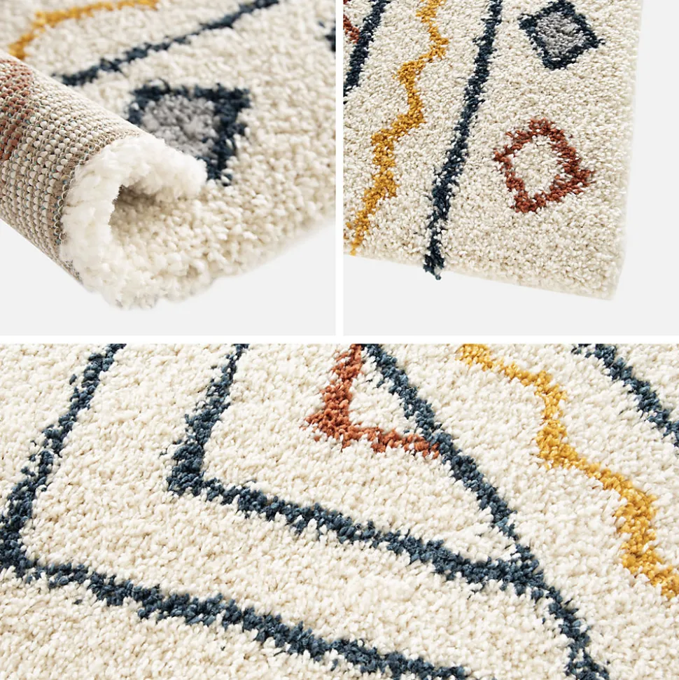 Tapis intérieur motif berbère crème. bleu et orange Ralph 160x230cm