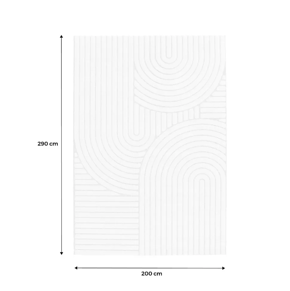 Tapis intérieur motif ethnique arches 200x290cm. poils ras. beige et crème