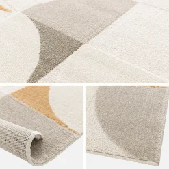 Tapis intérieur motifs rétro poils ras crème 160 x 230cm