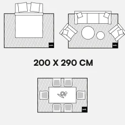 Tapis intérieur motifs rétro poils ras crème 200 x 290cm