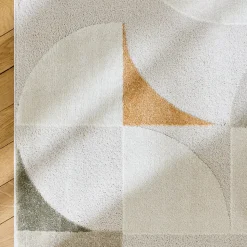 Tapis intérieur motifs rétro poils ras crème 200 x 290cm