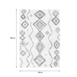 Tapis intérieur shaggy. style berbère. poils longs. crème et multicolore 80 x 150cm