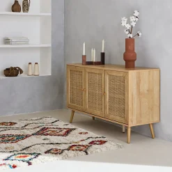 Tapis intérieur shaggy. style berbère. poils longs. crème et multicolore 120 x 170cm