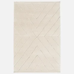 Tapis intérieur tufté avec légers reliefs crème. 120 x 170cm