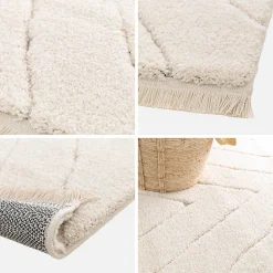 Tapis intérieur tufté avec légers reliefs crème. 120 x 170cm