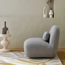 Tapis intérieur/extérieur motif végétal beige et moutarde 120x170cm. polyester recyclé