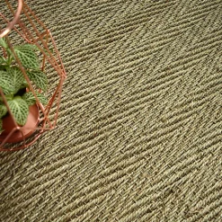 Tapis Jonc de mer - Bihar fin chevron - Ganse coton anthracite - 140 x 200 cm