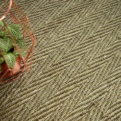Tapis Jonc de mer - Bihar fin chevron - Ganse coton anthracite - 140 x 200 cm