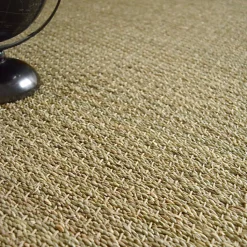 Tapis Jonc de mer - Varana panama - Ganse coton anthracite - 80 x 150 cm