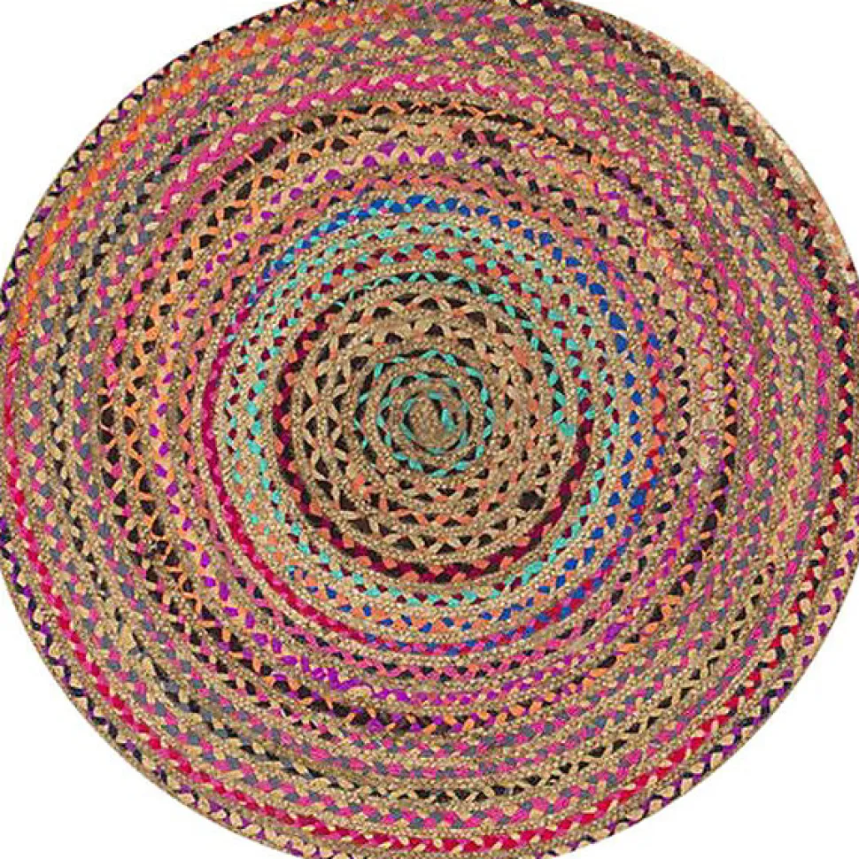 Tapis jute tissu recyclé multicouleur Deko & Co ⌀90cm