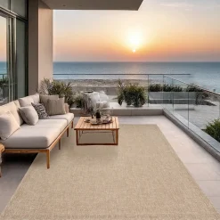 Tapis Kansas extérieur intérieur uni - Nature - 200 x 290 cm