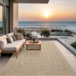 Tapis Kansas extérieur intérieur uni - Nature - 80 x 150 cm