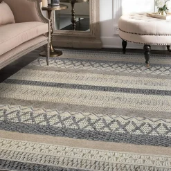 Tapis kilim fait à la main motif ethnique ESPARIA, Beige ,marron
