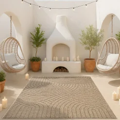 Tapis Kos extérieur moderne arc, Nature, 80 x 150 cm