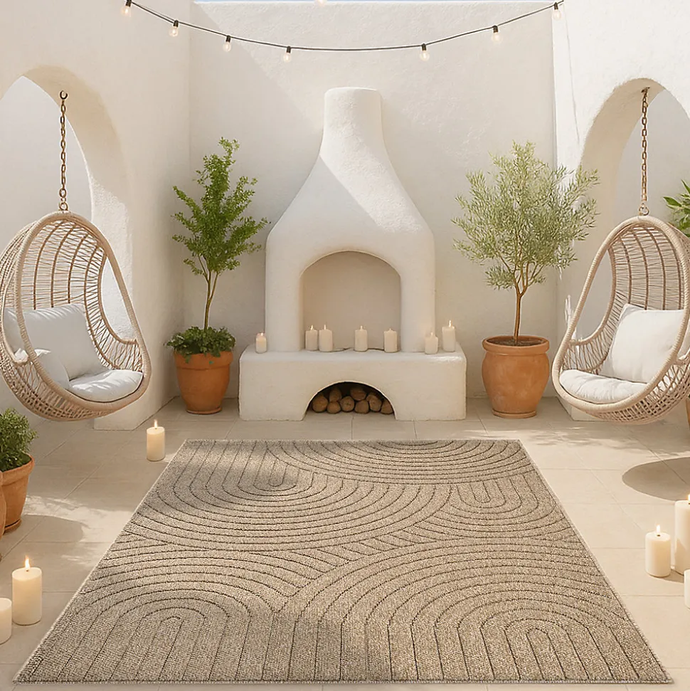 Tapis Kos extérieur moderne arc, Nature, 80 x 150 cm