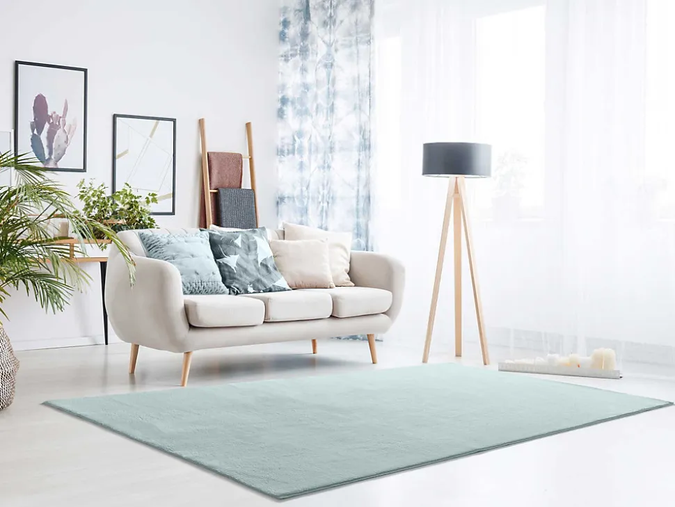 Tapis lavable antidérapant ATTICGO bleu rectangulaire uni 200x290 cm LOFT