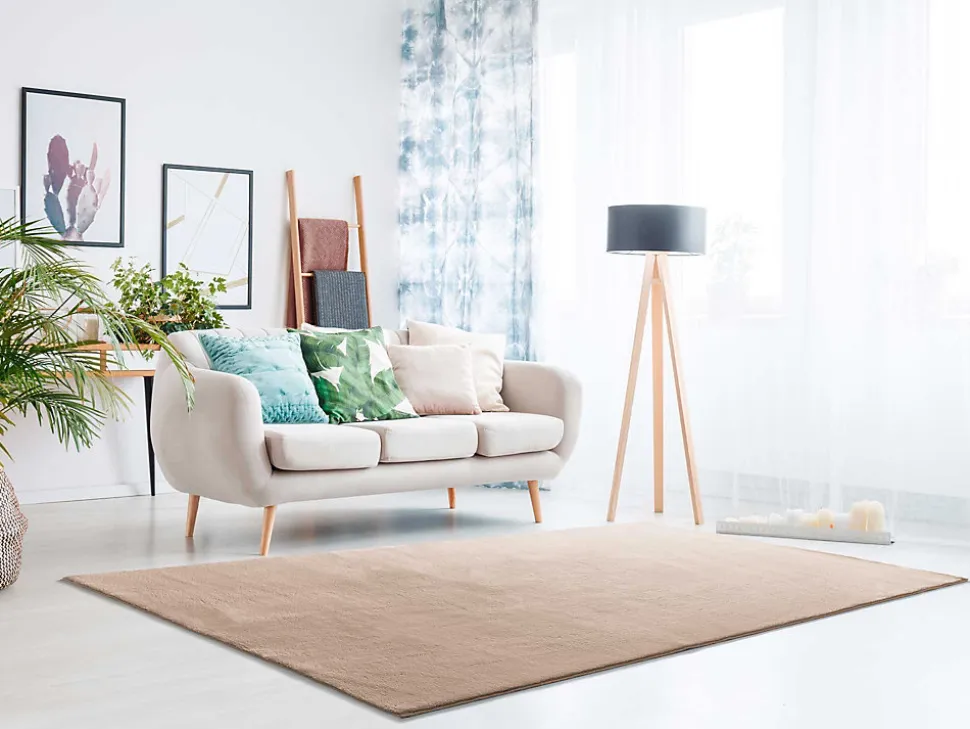 Tapis lavable antidérapant ATTICGO beige rectangulaire uni 200x290 cm LOFT