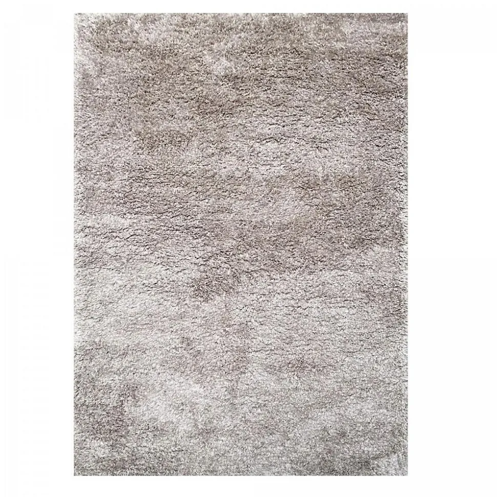 Tapis longs poils shaggy fait main motif uni LUXE, argent