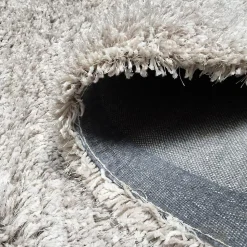 Tapis longs poils shaggy fait main motif uni LUXE, argent