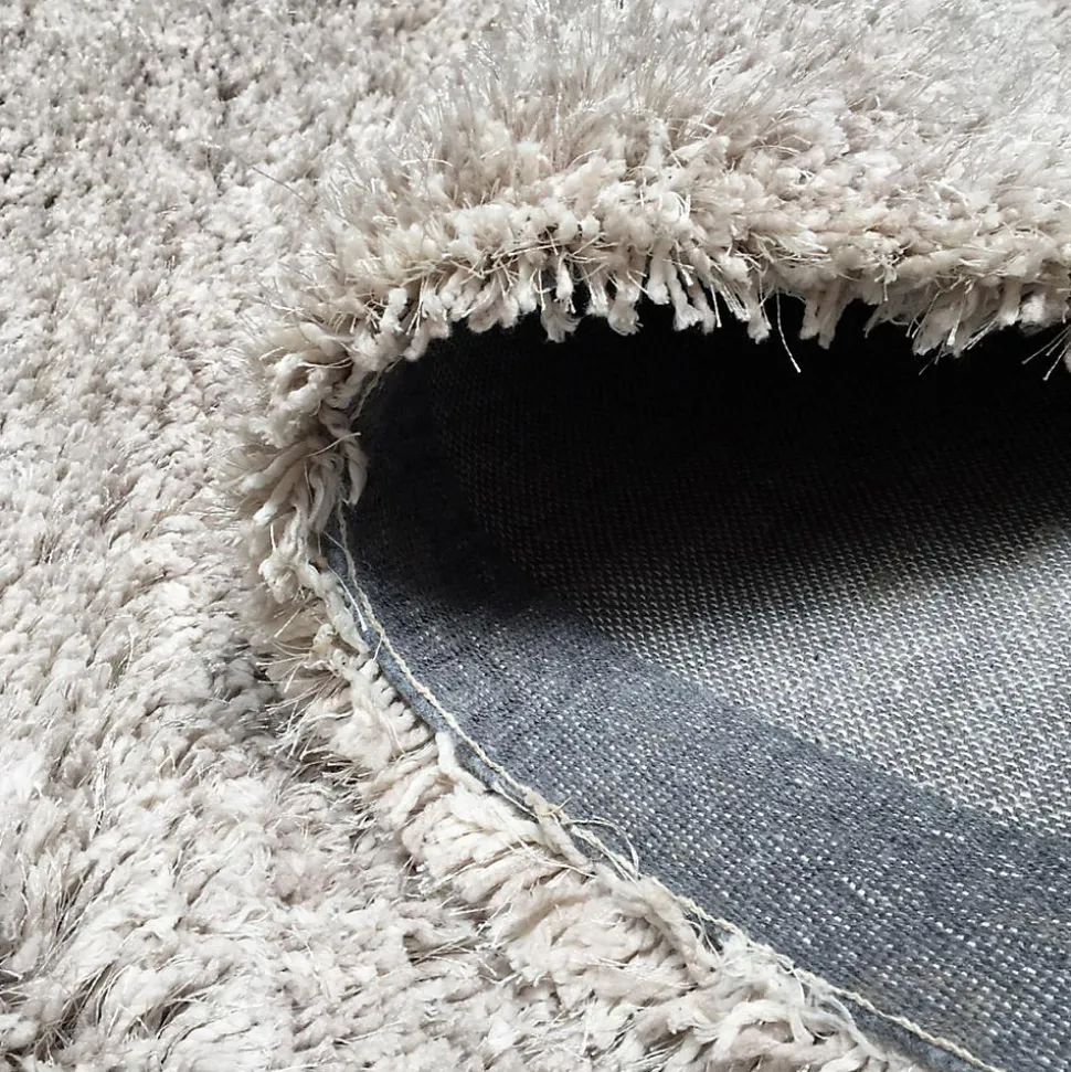 Tapis longs poils shaggy fait main motif uni LUXE, argent