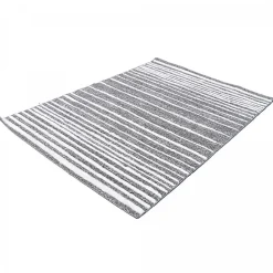 Tapis longs poils shaggy tissé motif géométrique LOLABE, gris, blanc