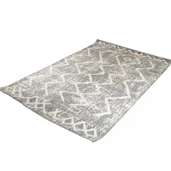Tapis longs poils shaggy tissé motif berbère PITOLA, gris, blanc