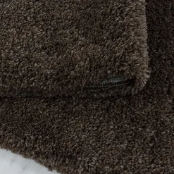Tapis longs poils shaggy tissé motif uni UNI B, Marron