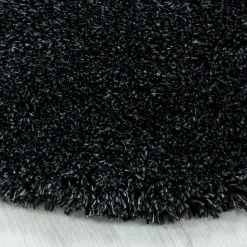Tapis longs poils shaggy tissé motif uni UNI B, Noir