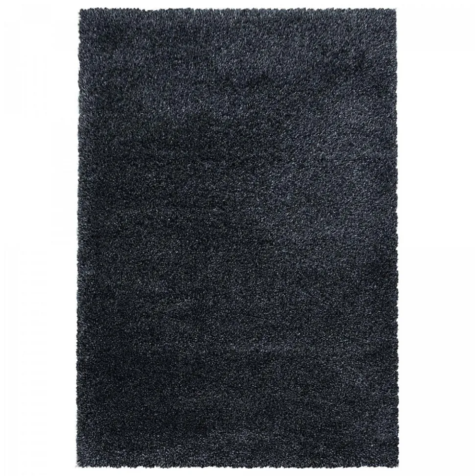 Tapis longs poils shaggy tissé motif uni UNI B, Noir