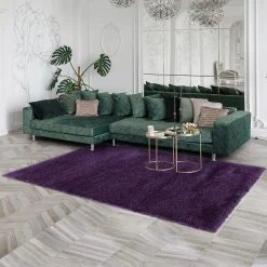 Tapis longs poils shaggy tissé motif uni UNI B, Violet