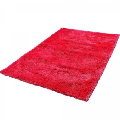 Tapis longs poils shaggy fait main motif uni LUXE, fuchsia