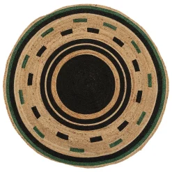 Tapis Malakite jute noir D120cm - Atmosphera