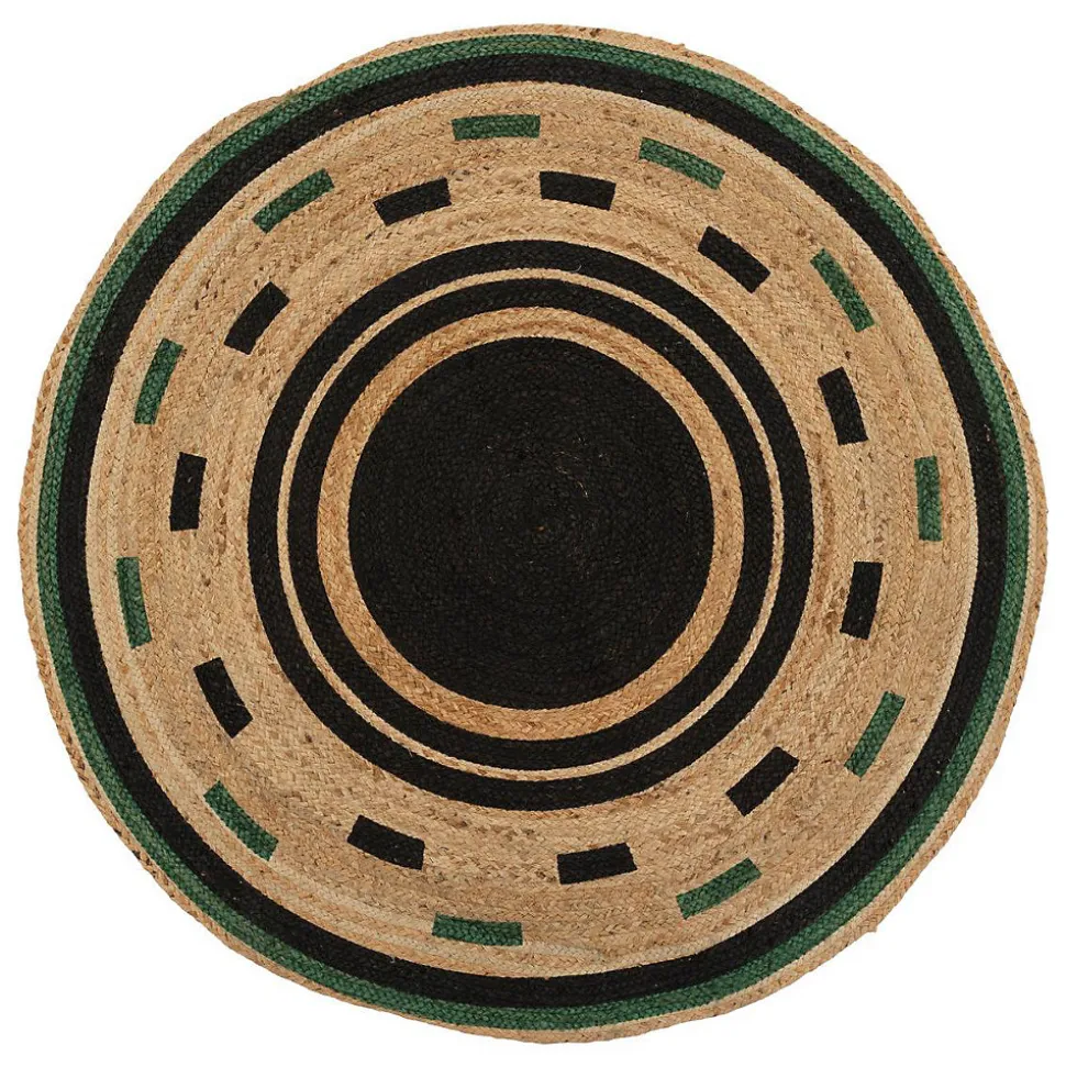 Tapis Malakite jute noir D120cm - Atmosphera