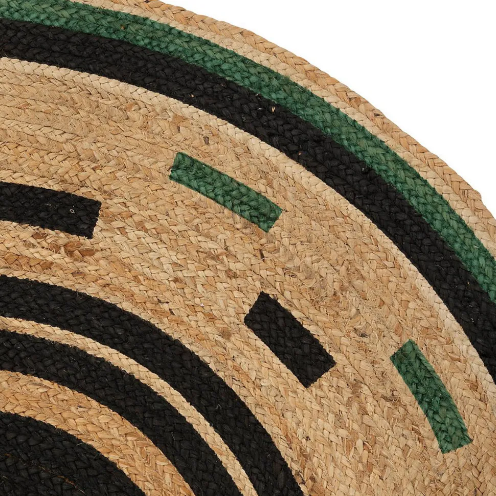 Tapis Malakite jute noir D120cm - Atmosphera