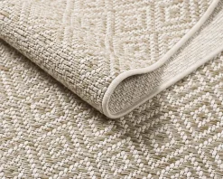 Tapis Maldives extérieur design diamant boho, Marron, 80 x 250 cm