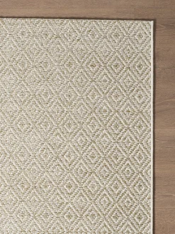 Tapis Maldives extérieur design diamant boho, Marron, 80 x 250 cm
