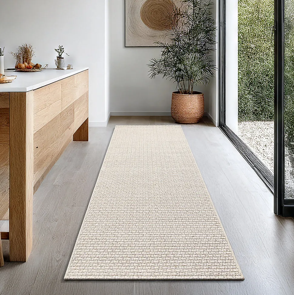 Tapis Maldives extérieur design boho, Beige, 80 x 250 cm