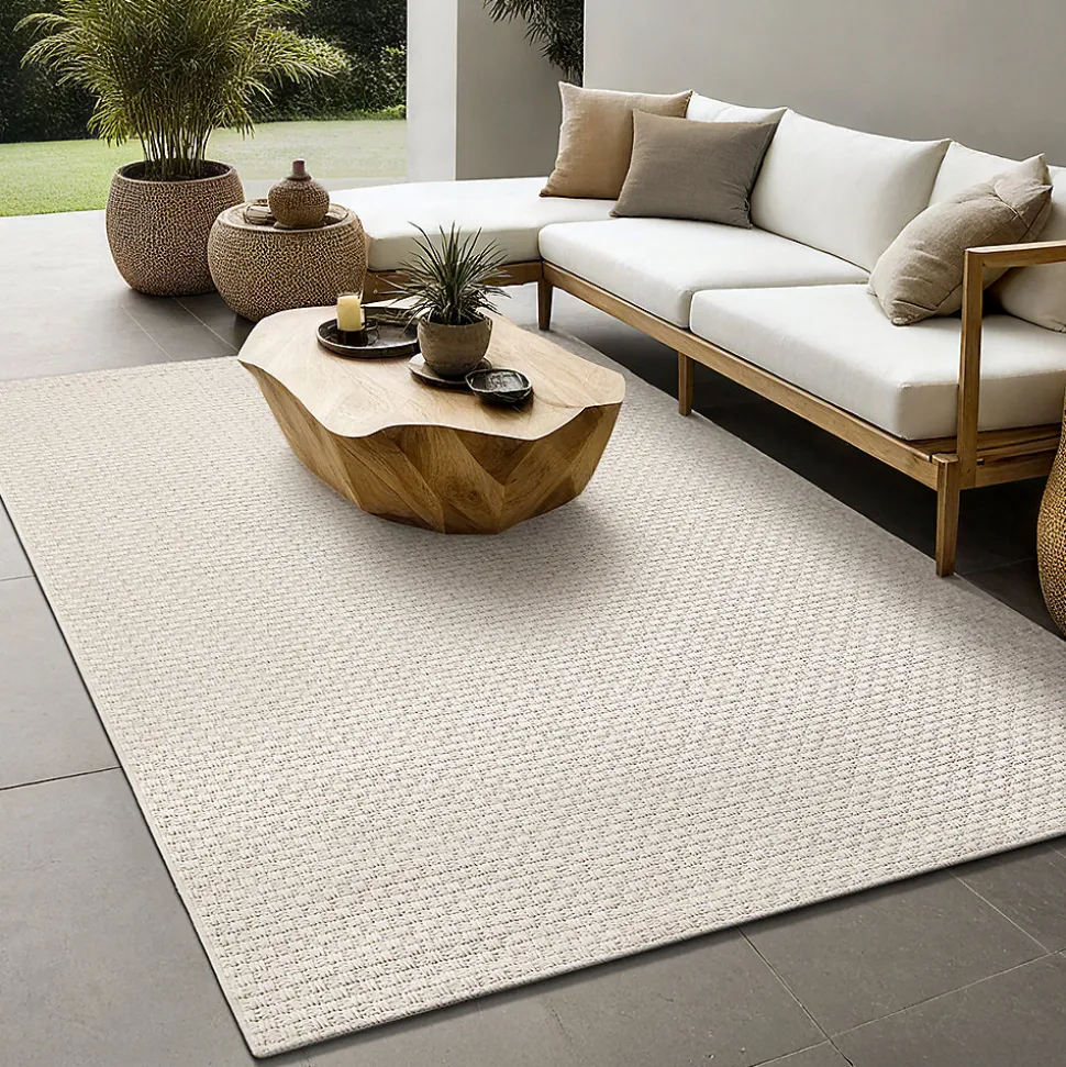 Tapis Maldives extérieur design boho, Beige, 120 x 170 cm