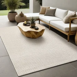 Tapis Maldives extérieur design boho, Beige, 160 x 230 cm